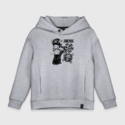 Толстовка оверсайз детская Тони Тони Чоппер и Трафальгар Ло One Piece, цвет: меланж