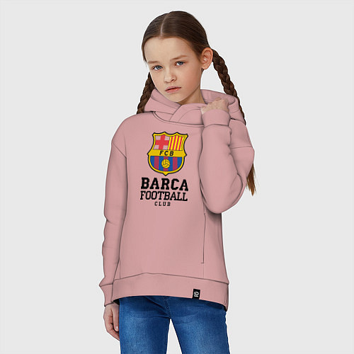 Детское худи оверсайз Barcelona Football Club / Пыльно-розовый – фото 3