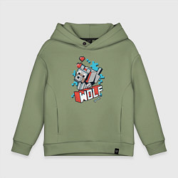 Толстовка оверсайз детская Майнкрафт Волк, Minecraft Wolf, цвет: авокадо