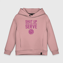 Толстовка оверсайз детская Shut Up And Serve, цвет: пыльно-розовый