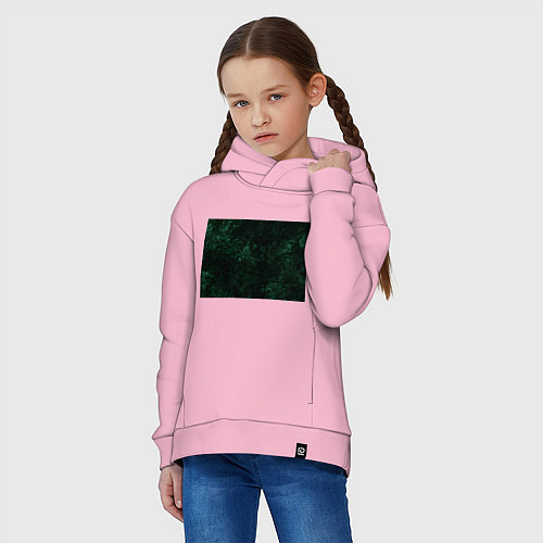 Детское худи оверсайз Темно-зеленый мраморный узор / Светло-розовый – фото 3