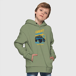 Толстовка оверсайз детская Авто внедорожник, цвет: авокадо — фото 2