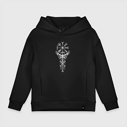 Толстовка оверсайз детская Вегвизир Vegvisir Руна Z, цвет: черный