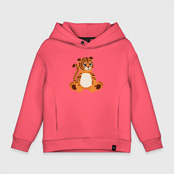 Толстовка оверсайз детская Fat Tiger, цвет: коралловый