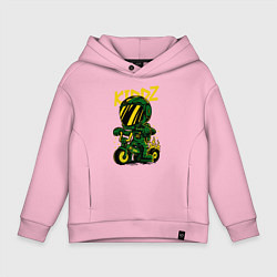 Толстовка оверсайз детская Велосипедист в шлеме, цвет: светло-розовый