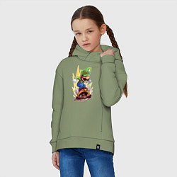 Толстовка оверсайз детская Angry Luigi, цвет: авокадо — фото 2