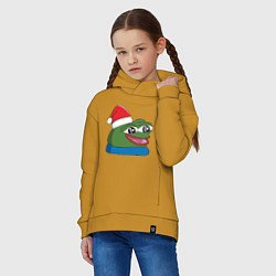 Толстовка оверсайз детская Pepe, pepe happy, Пепе хеппи, pepe happy new year, цвет: горчичный — фото 2