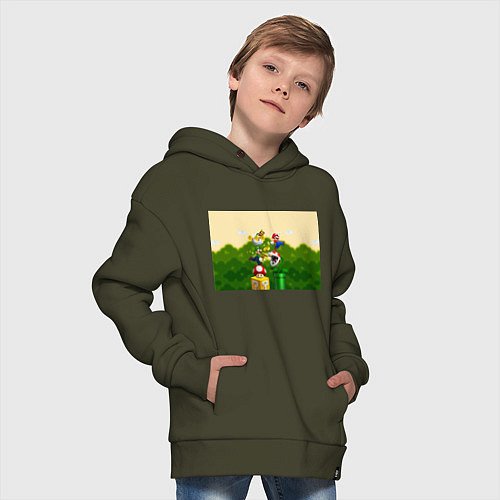 Детское худи оверсайз Mario Coins / Хаки – фото 4