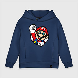 Толстовка оверсайз детская MarioFace, цвет: тёмно-синий