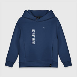 Толстовка оверсайз детская BATTLEFIELD 2042 БЕЛЫЙ ЛОГОТИП, цвет: тёмно-синий