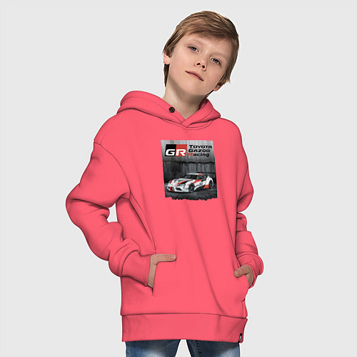 Детское худи оверсайз Toyota Gazoo Racing Team / Коралловый – фото 4