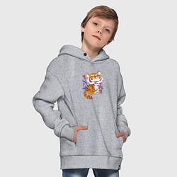 Толстовка оверсайз детская Cute little tiger cub, цвет: меланж — фото 2