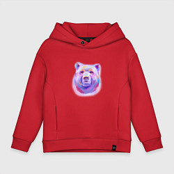 Толстовка оверсайз детская Неоновый медведь, цвет: красный