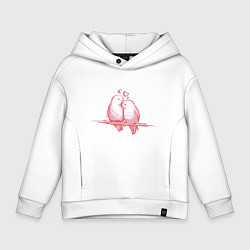 Толстовка оверсайз детская Любовь и птички, цвет: белый
