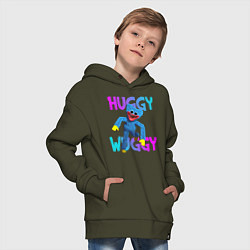 Толстовка оверсайз детская Huggy Wuggy: Игрушка с зубами, цвет: хаки — фото 2