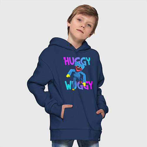 Детское худи оверсайз Huggy Wuggy: Игрушка с зубами / Тёмно-синий – фото 4