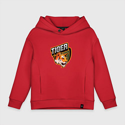 Толстовка оверсайз детская Тигр Tiger логотип, цвет: красный