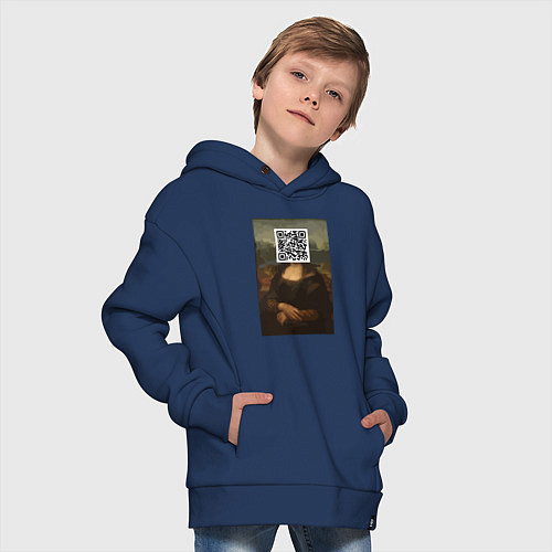 Детское худи оверсайз QR Mona Lisa / Тёмно-синий – фото 4