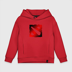 Толстовка оверсайз детская ЧЁРНО КРАСНОЕ ЛОГО ДОТА 2 DOTA 2 LOGO, цвет: красный