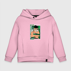 Толстовка оверсайз детская Ван-Пис One Piece, Зоро Ророноа Zoro Roronoa с над, цвет: светло-розовый