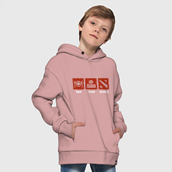 Толстовка оверсайз детская Еда, сон, дота2, цвет: пыльно-розовый — фото 2