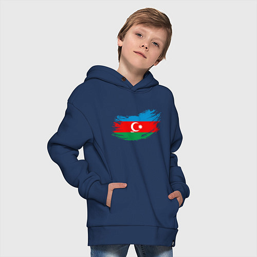 Детское худи оверсайз Флаг - Азербайджан / Тёмно-синий – фото 4