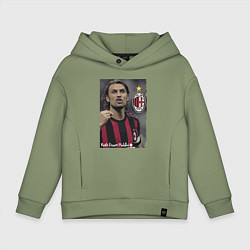 Толстовка оверсайз детская Paolo Cesare Maldini - Milan, captain, цвет: авокадо