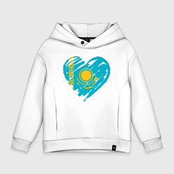 Толстовка оверсайз детская Kazakhstan Heart, цвет: белый