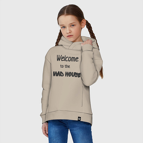 Детское худи оверсайз Welcome to the mad house / Миндальный – фото 3