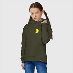 Толстовка оверсайз детская Pac - man Для пары, цвет: хаки — фото 2