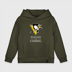 Детское худи оверсайз Penguins are coming, Pittsburgh Penguins, Питтсбур