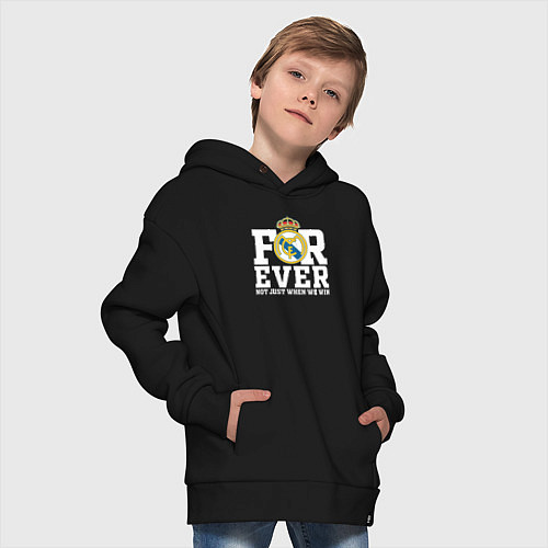 Детское худи оверсайз Real Madrid, Реал Мадрид FOREVER NOT JUST WHEN WE / Черный – фото 4