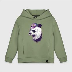 Толстовка оверсайз детская Cool panda!, цвет: авокадо