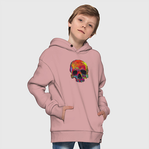 Детское худи оверсайз Cool color skull / Пыльно-розовый – фото 4