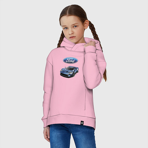 Детское худи оверсайз Ford - legendary racing team! / Светло-розовый – фото 3