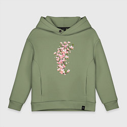 Толстовка оверсайз детская Весна Цветущая сакура Japan, цвет: авокадо