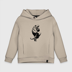 Толстовка оверсайз детская Черная лягушка Black Frog, цвет: миндальный