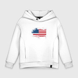 Толстовка оверсайз детская Американский флаг Stars, цвет: белый