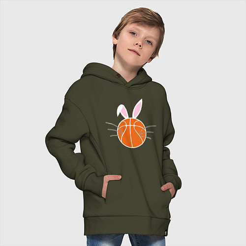 Детское худи оверсайз Basketball Bunny / Хаки – фото 4
