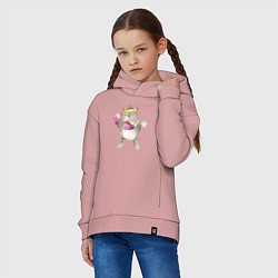Толстовка оверсайз детская Плюшевый кот-боксер, цвет: пыльно-розовый — фото 2