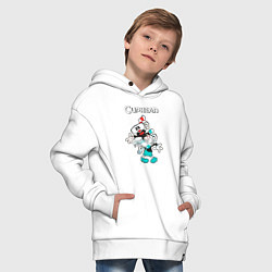 Толстовка оверсайз детская Cuphead веселые чашечки, цвет: белый — фото 2