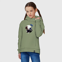 Толстовка оверсайз детская Синдзи Икари на стуле, цвет: авокадо — фото 2