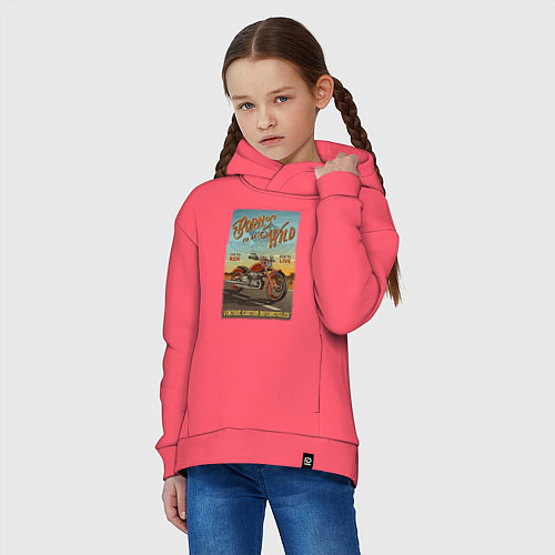 Детское худи оверсайз Born to be wild! / Коралловый – фото 3