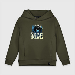 Толстовка оверсайз детская Ride Ski, цвет: хаки