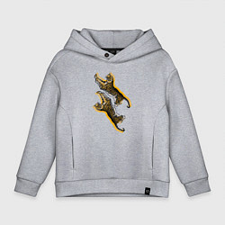 Толстовка оверсайз детская Тигры черно-оранжевые, цвет: меланж