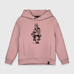 Толстовка оверсайз детская Крутой мотоциклист, цвет: пыльно-розовый