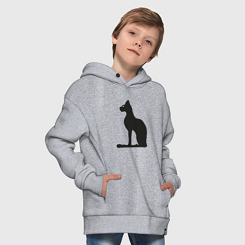 Детское худи оверсайз Силуэт черной кошки, Египетская богиня Бастет / Меланж – фото 4