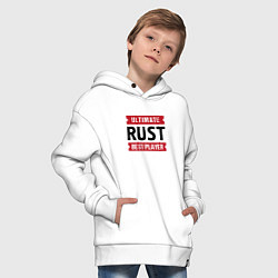 Толстовка оверсайз детская Rust: таблички Ultimate и Best Player, цвет: белый — фото 2