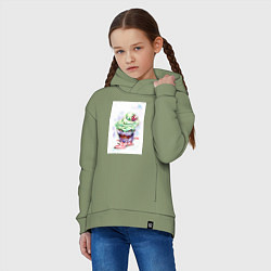 Толстовка оверсайз детская Монстр Капкейк, цвет: авокадо — фото 2