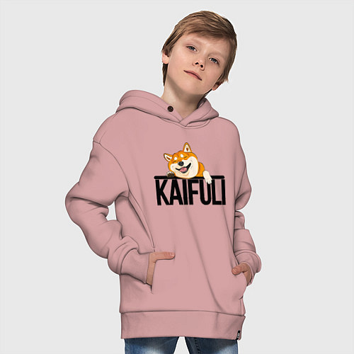 Детское худи оверсайз Kaifuli shiba inu / Пыльно-розовый – фото 4